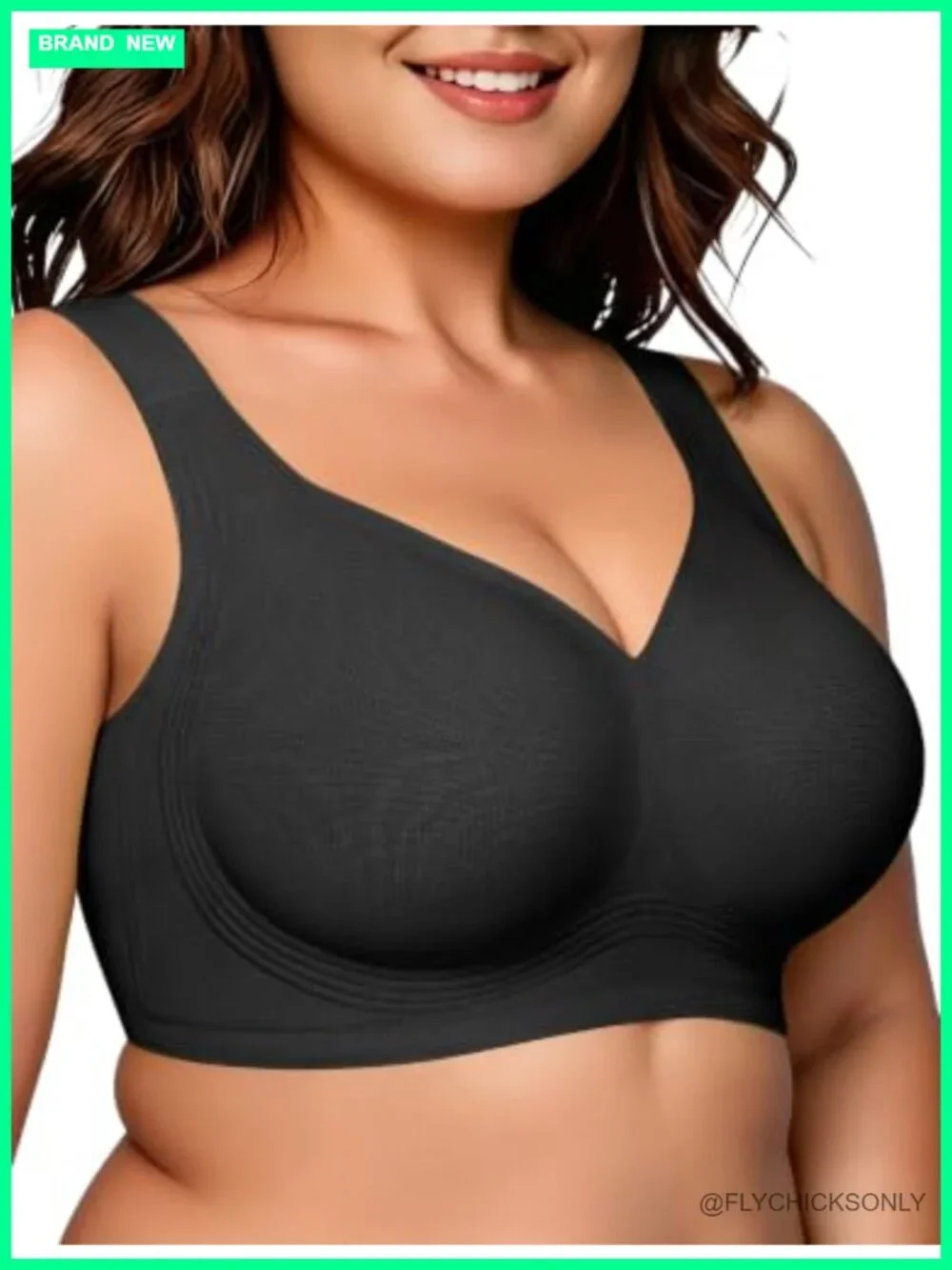 Wireless Push Up Bra Plus Size Full Coverage No Underwire Wide Straps